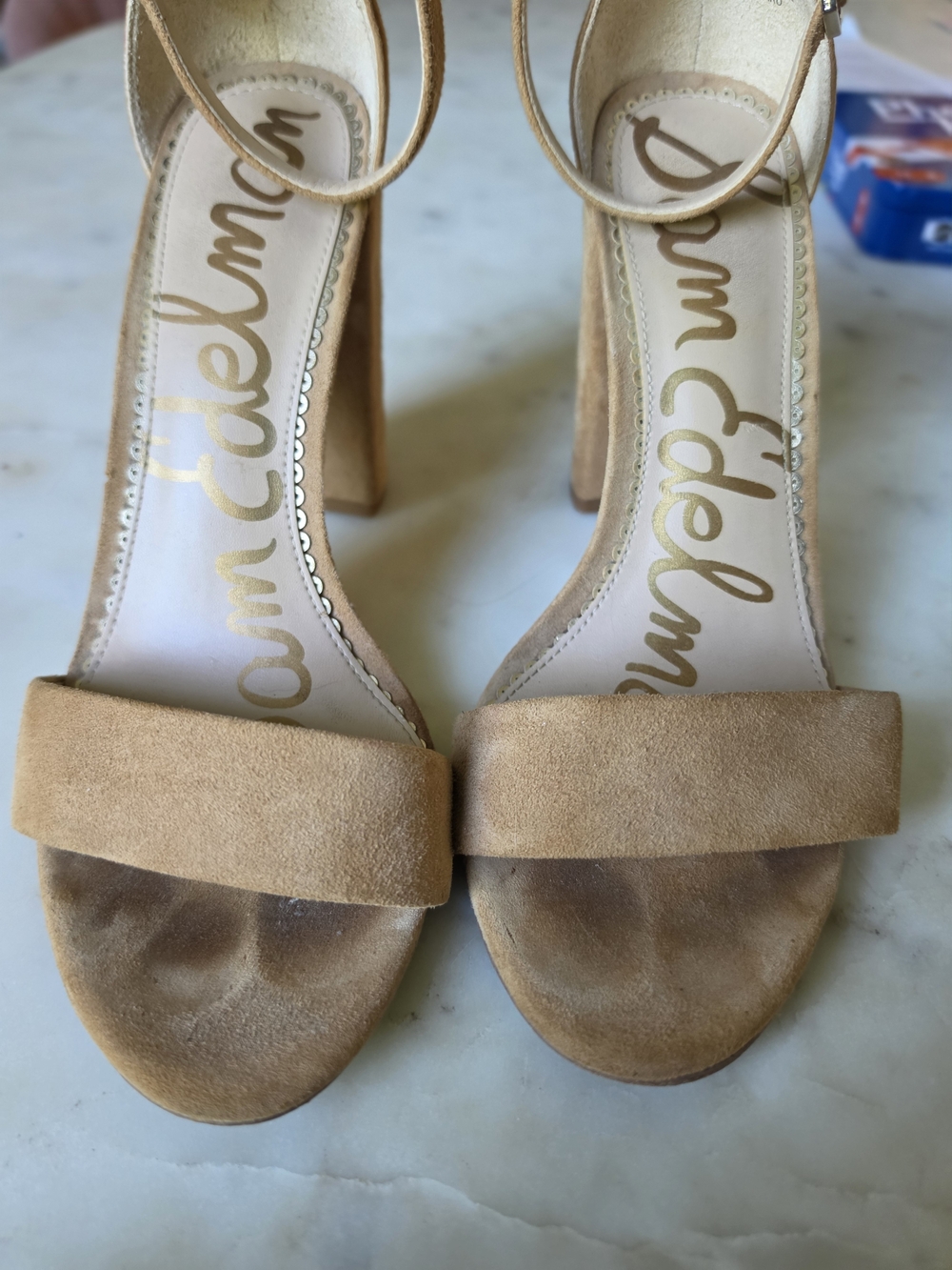 Sam Edelman Tan Suede Block Heel Sandals Size 7.5 - Picture 6 of 6